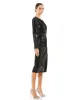 Black Ruched Sequined One Shoulder Midi Dress sold by Mac Duggal