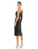 Black Ruched Sequined One Shoulder Midi Dress sold by Mac Duggal