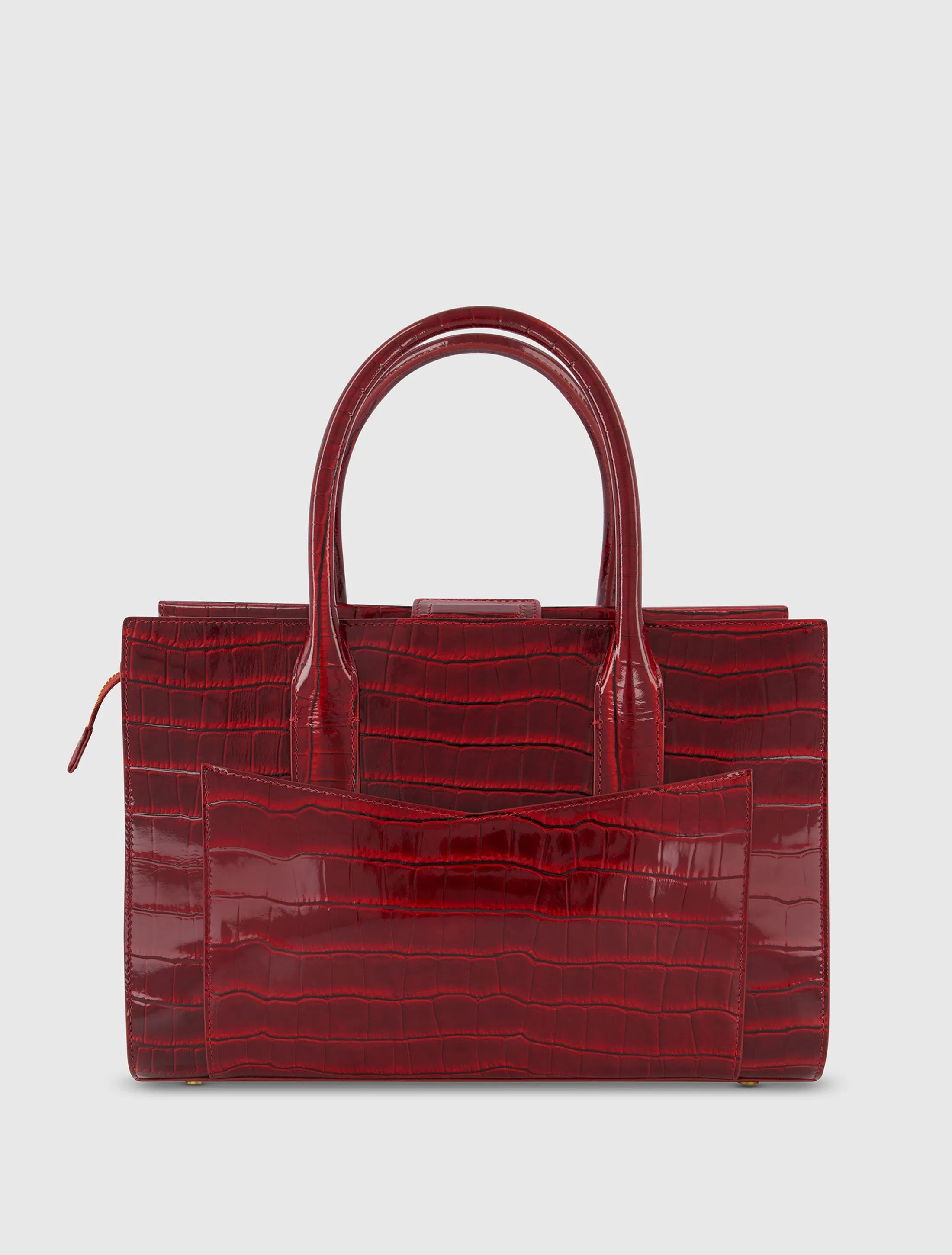 Red Crocodile Leather Tote Bag With Gold Hardware sold by Mac Duggal product image thumbnail 3