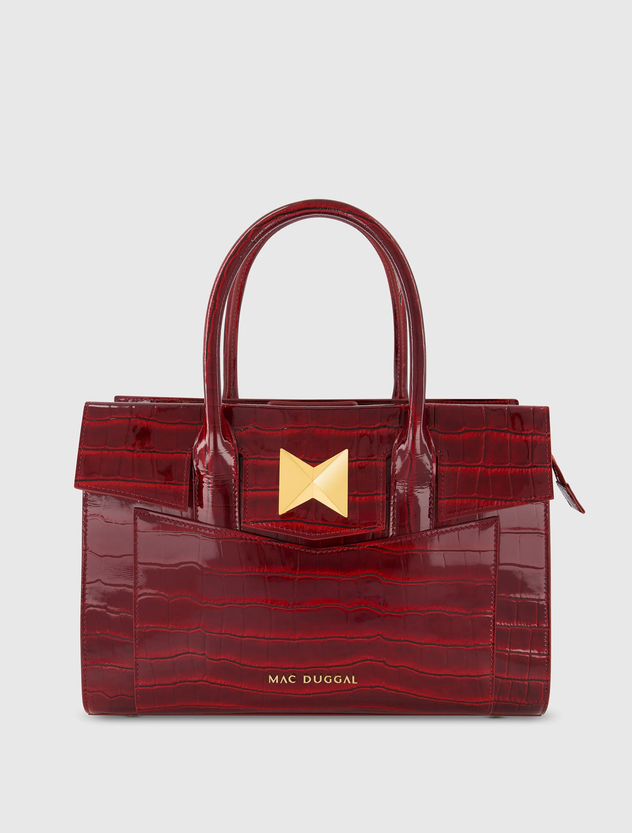 Red Crocodile Leather Tote Bag With Gold Hardware sold by Mac Duggal