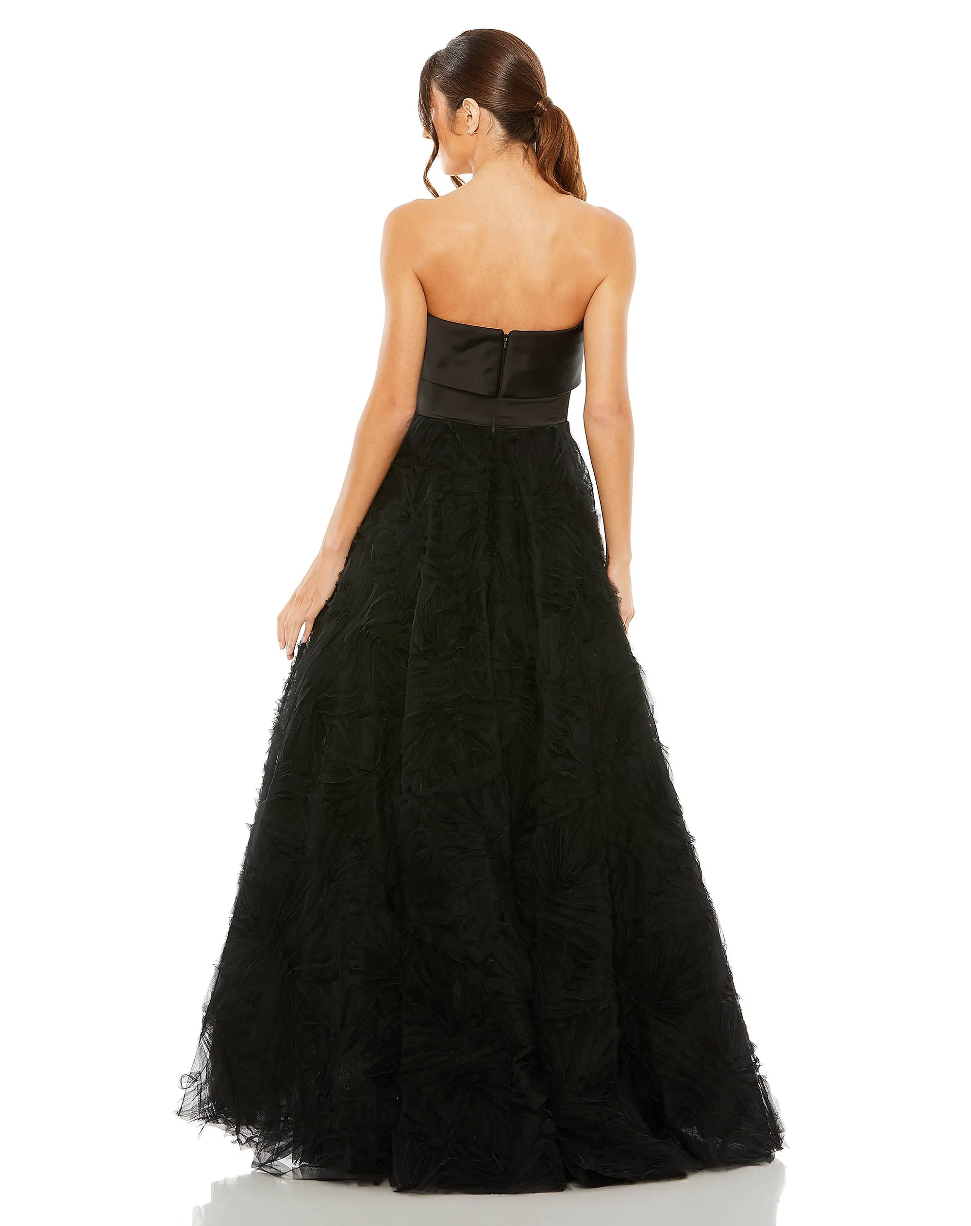 Black Strapless Front Bow Knot Tulle Gown sold by Mac Duggal product image thumbnail 3