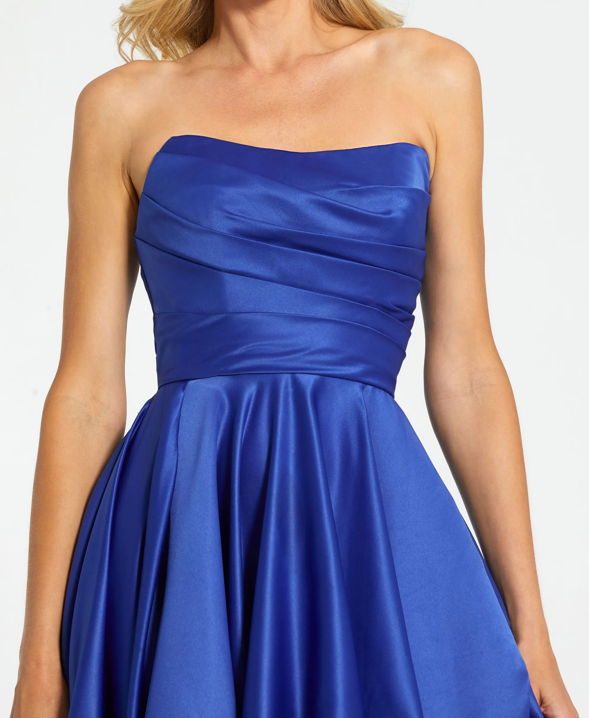 White Strapless Ruched High Low Gown sold by Mac Duggal product image thumbnail 2