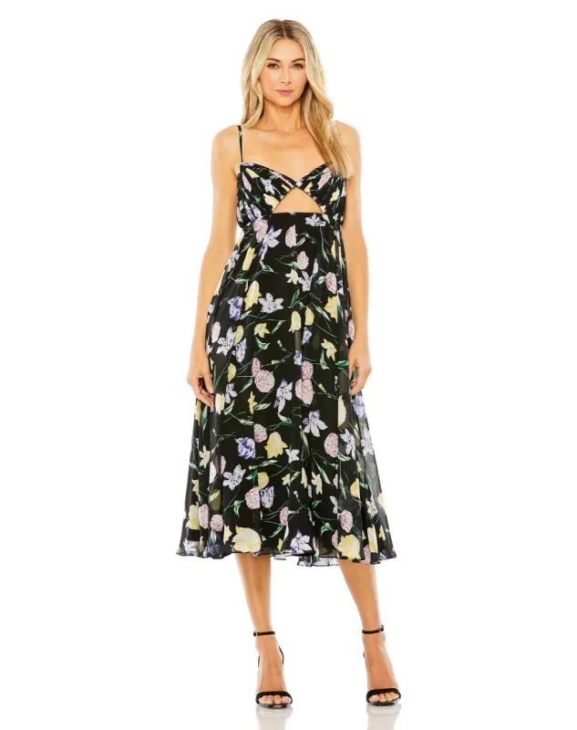 Key Hole Detail Floral Chiffon Dress | Sample | Sz. 2 sold by Mac Duggal