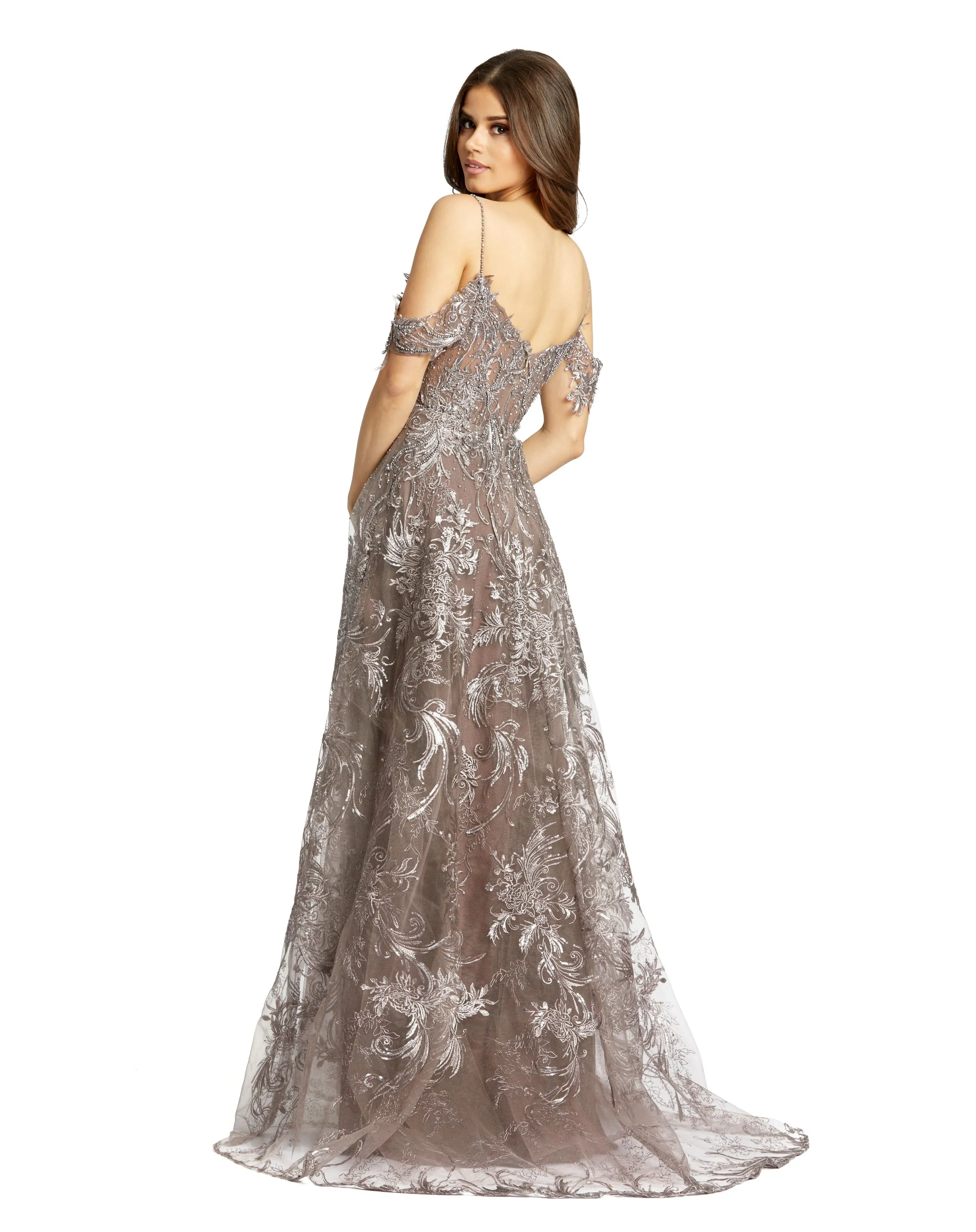 Purple Embellished Cold Shoulder Sweetheart A Line Gown sold by Mac Duggal product image thumbnail 3