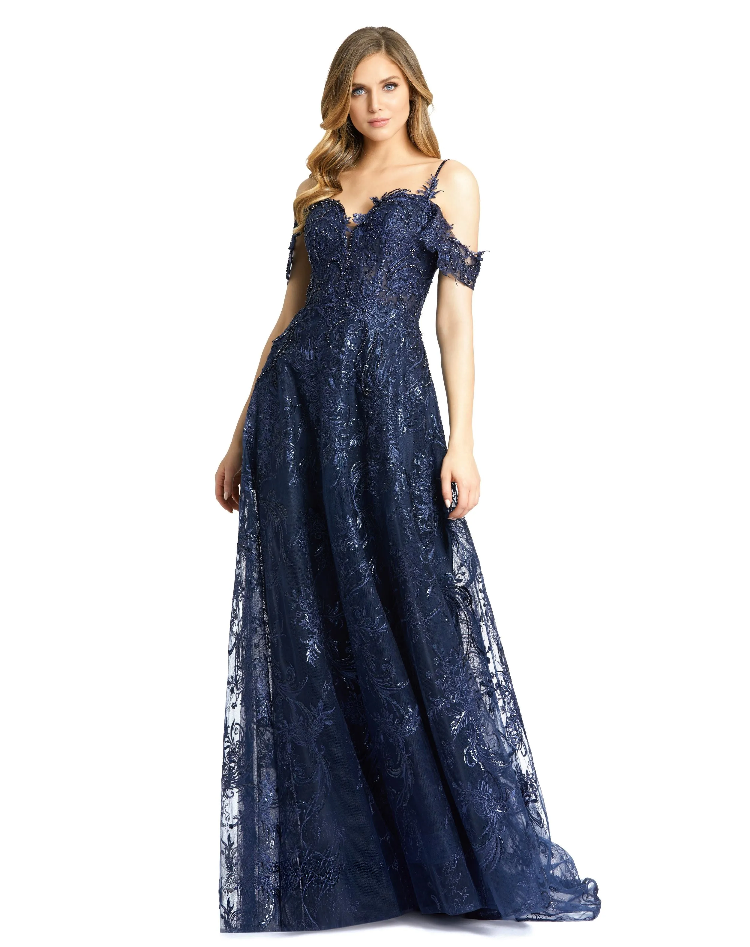 Purple Embellished Cold Shoulder Sweetheart A Line Gown sold by Mac Duggal product image thumbnail 4