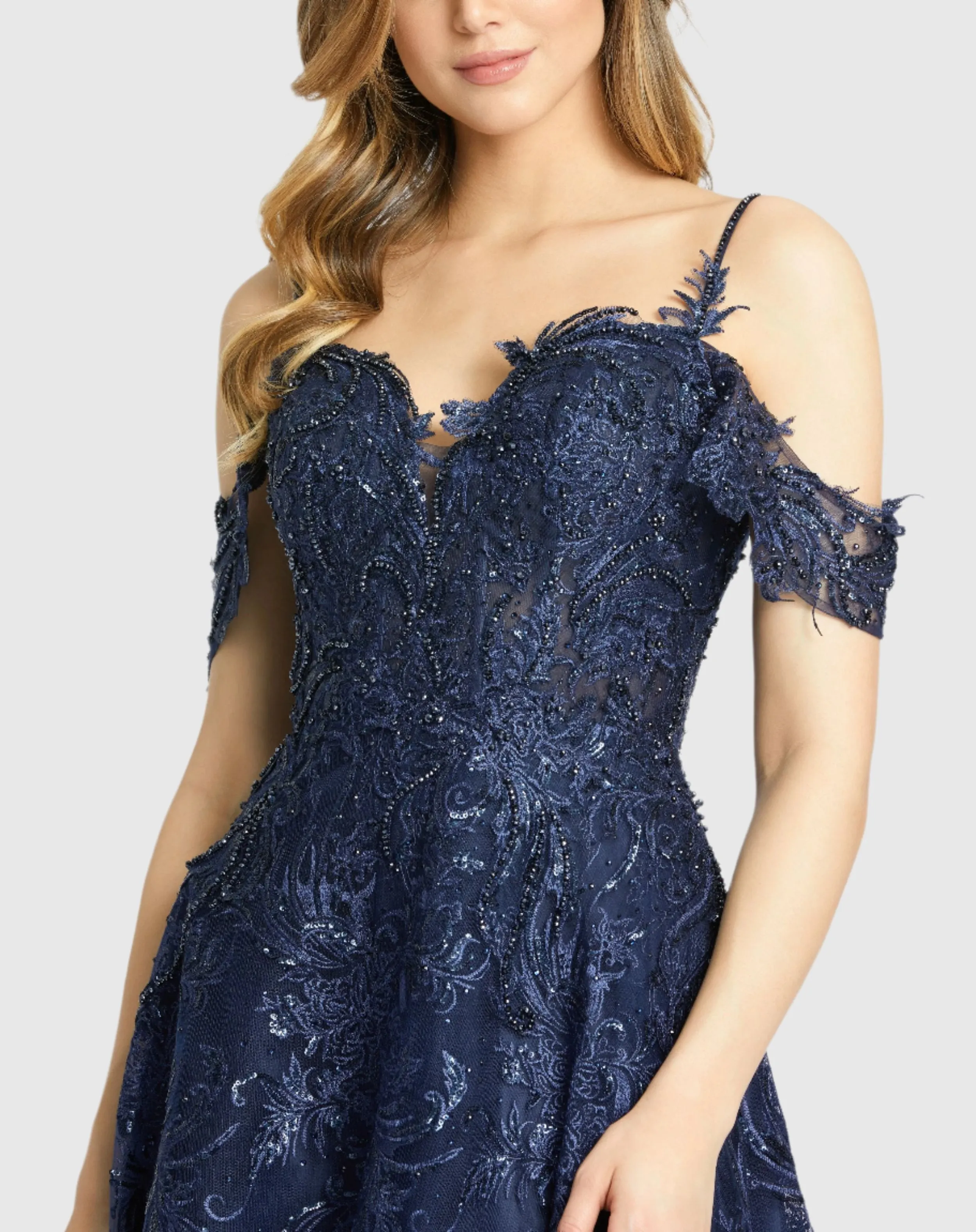 Purple Embellished Cold Shoulder Sweetheart A Line Gown sold by Mac Duggal product image thumbnail 5