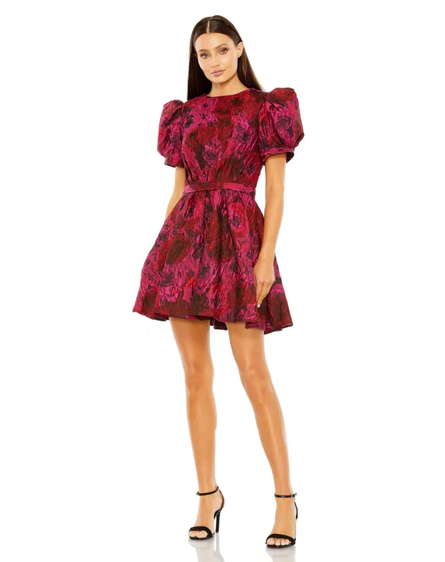 Puff Sleeve Brocade Mini Dress sold by Mac Duggal