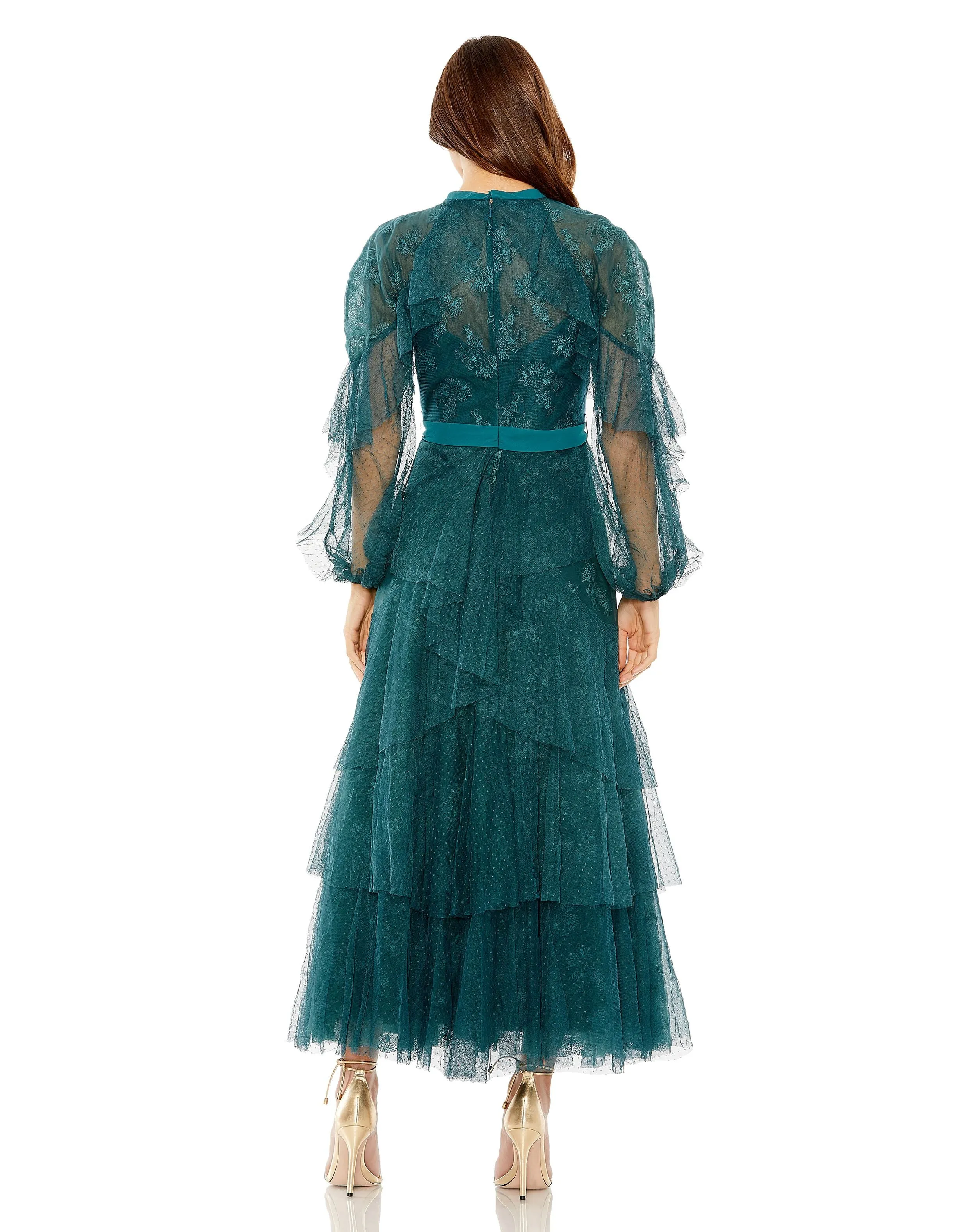 Dot Net Ruffle Cape Gown Front Tie | Sample | Sz. 2 sold by Mac Duggal product image thumbnail 5