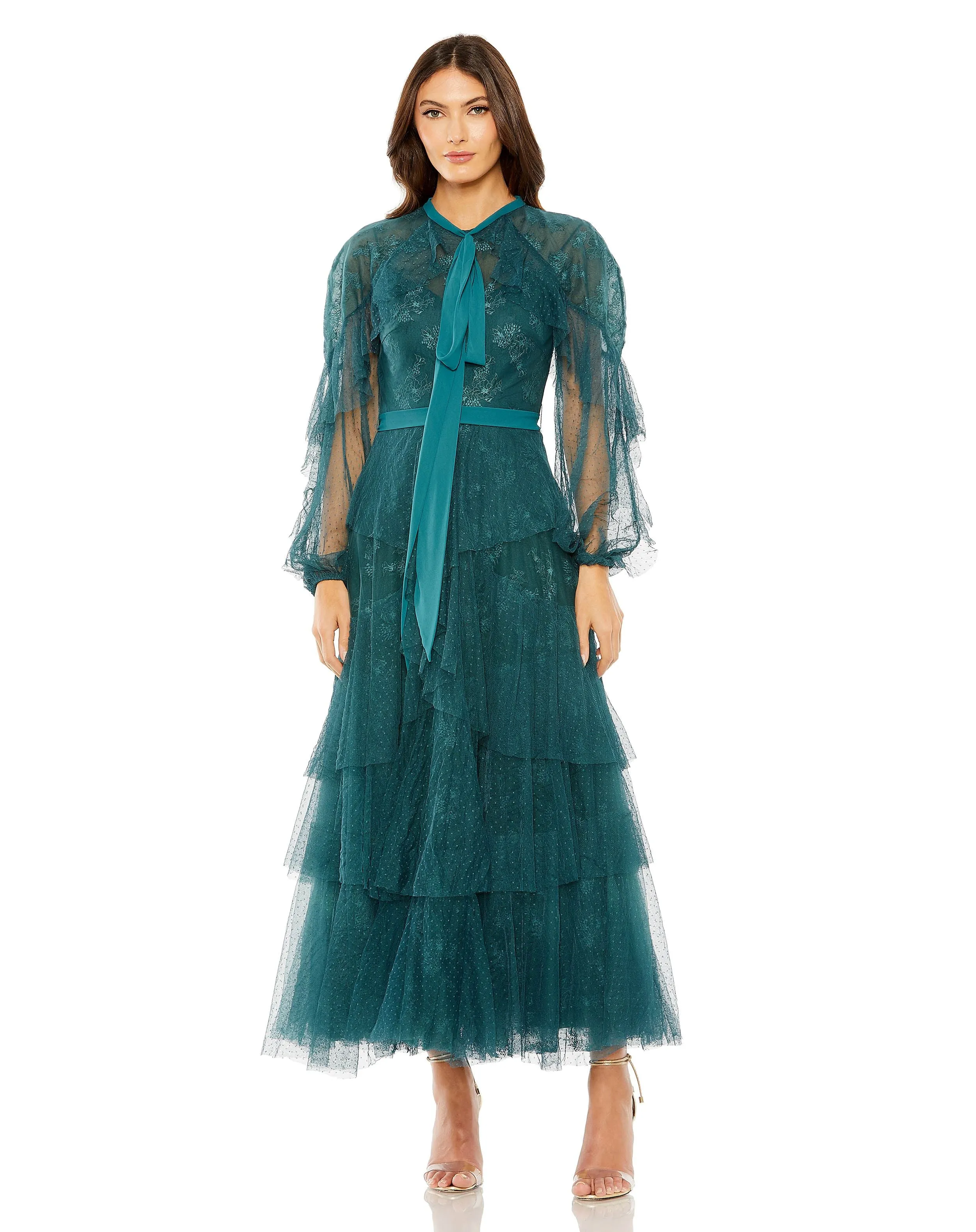 Dot Net Ruffle Cape Gown Front Tie | Sample | Sz. 2 sold by Mac Duggal product image thumbnail 4