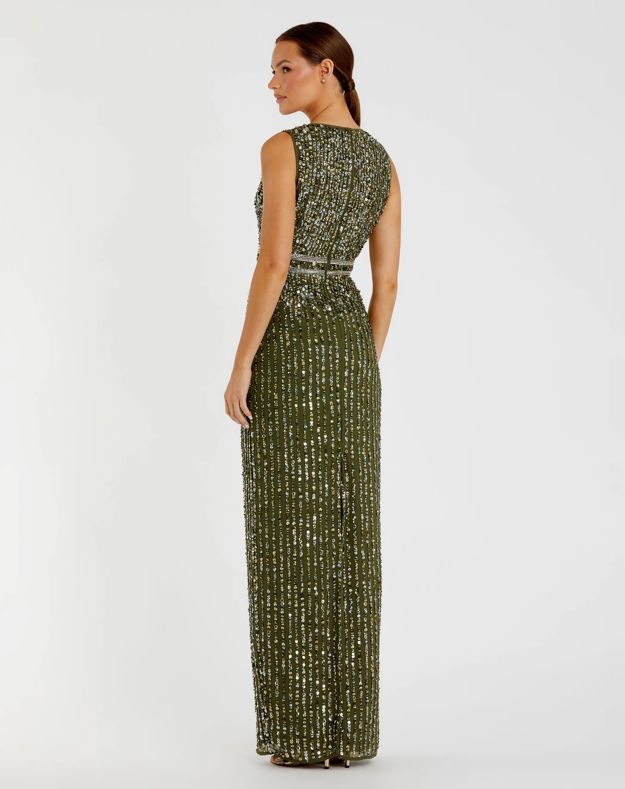 Sequined High Neck Sleeveless Column Gown sold by Mac Duggal product image thumbnail 3