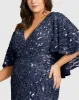 Gray Embellished Cape Sleeve Cocktail Dress (Plus) sold by Mac Duggal