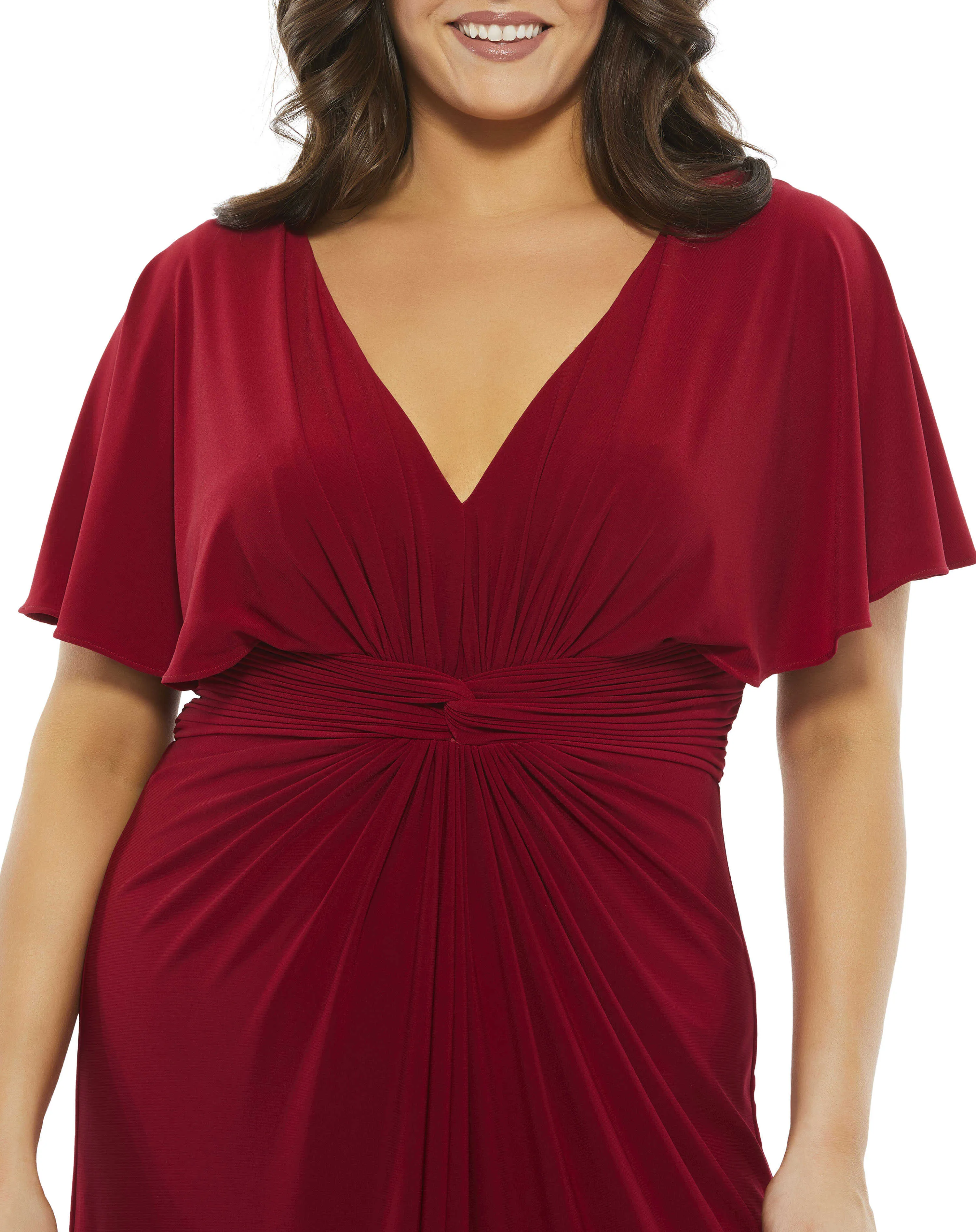 Red Twist Waist Jersey Gown (Plus) sold by Mac Duggal product image thumbnail 2