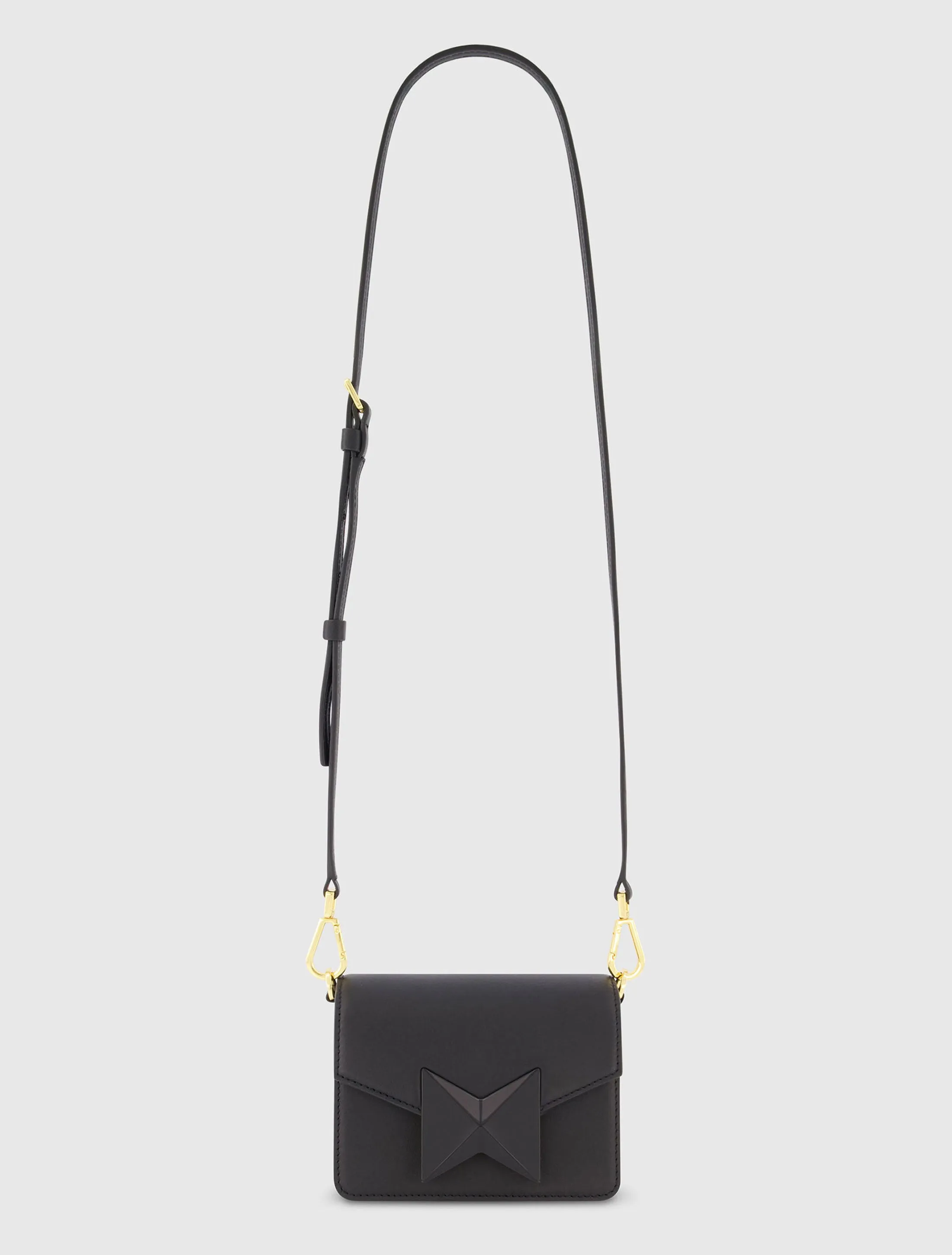 Black Mini Leather Tone On Tone Crossbody Bag sold by Mac Duggal