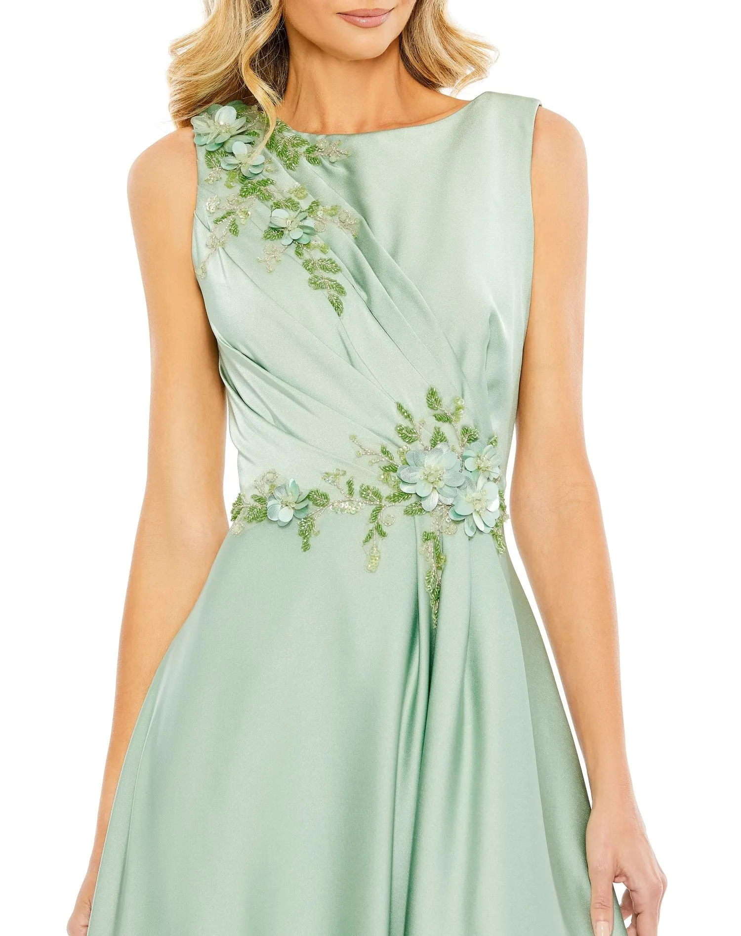Navy Floral Applique Sleeveless A Line Gown sold by Mac Duggal product image thumbnail 5