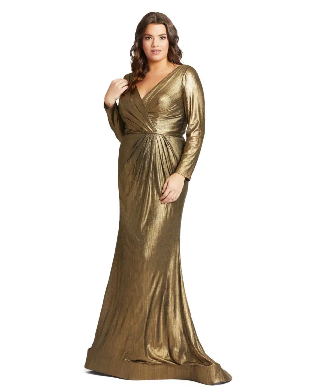 Gold Metallic Evening Gown (Plus) - FINAL SALE sold by Mac Duggal
