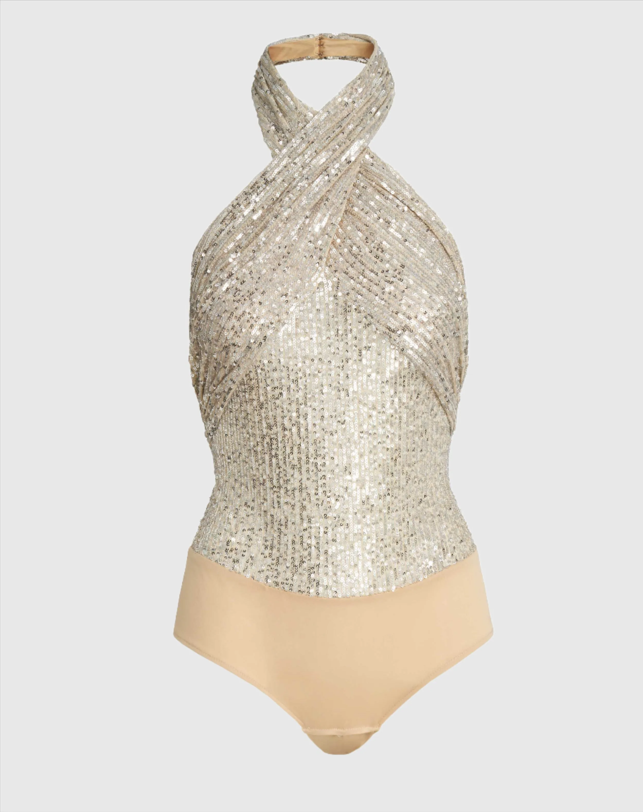 Sequin Low Back Cross-Neck Bodysuit - FINAL SALE sold by Mac Duggal