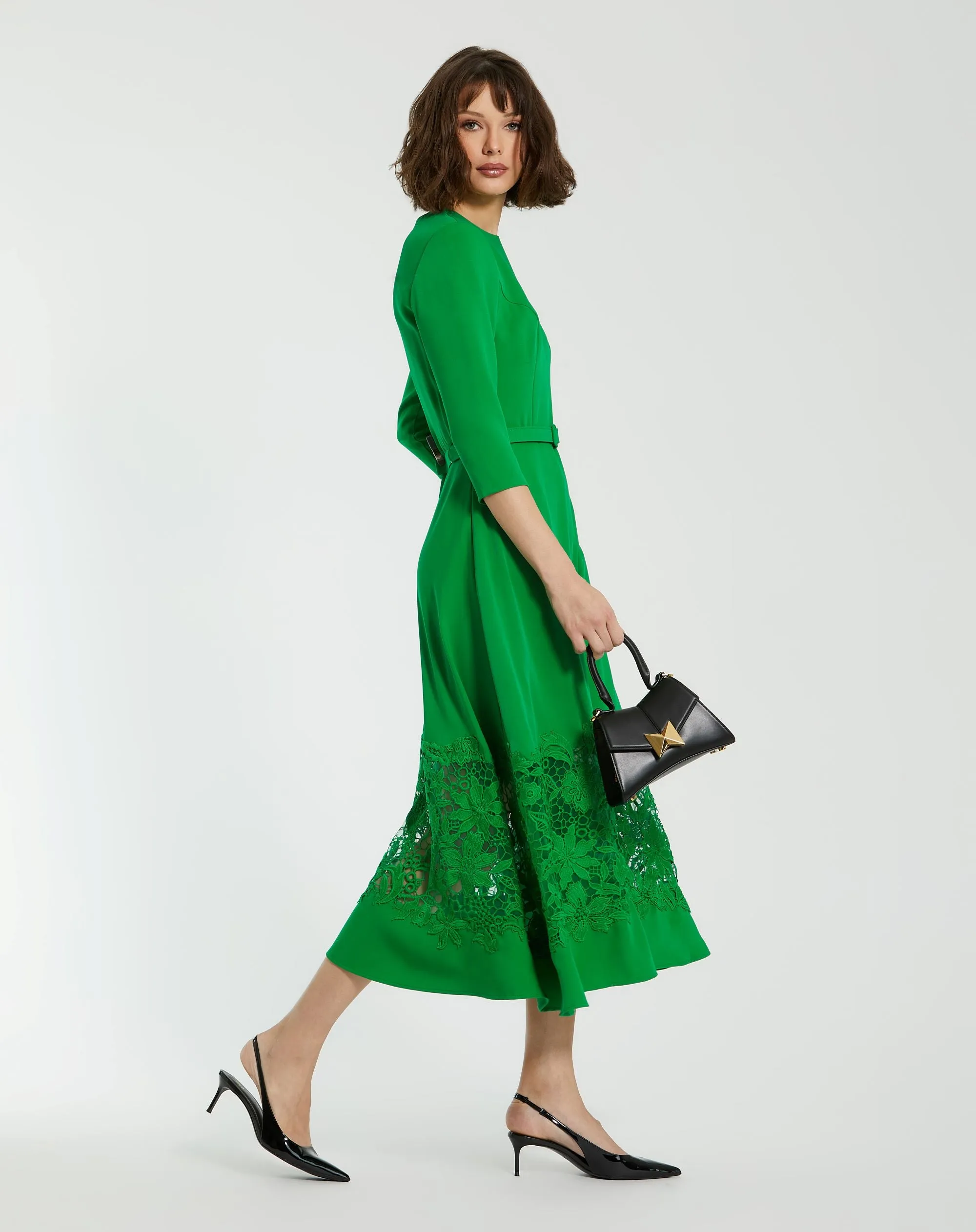 Black Angular Mini Leather Handbag With Gold Hardware sold by Mac Duggal product image thumbnail 2