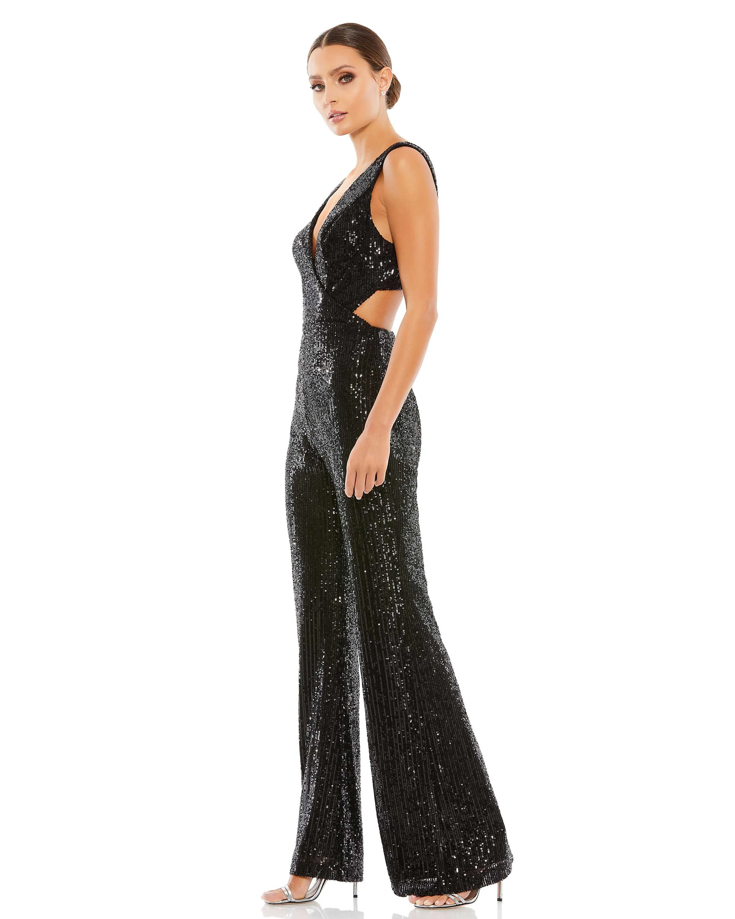 Multi Color Sequined V-Neck Cut Out Jumpsuit sold by Mac Duggal product image thumbnail 4