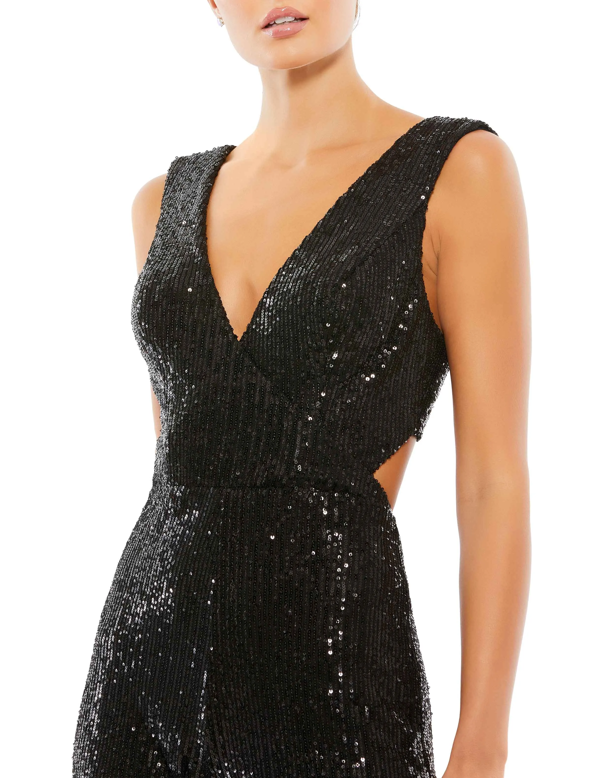 Multi Color Sequined V-Neck Cut Out Jumpsuit sold by Mac Duggal product image thumbnail 2