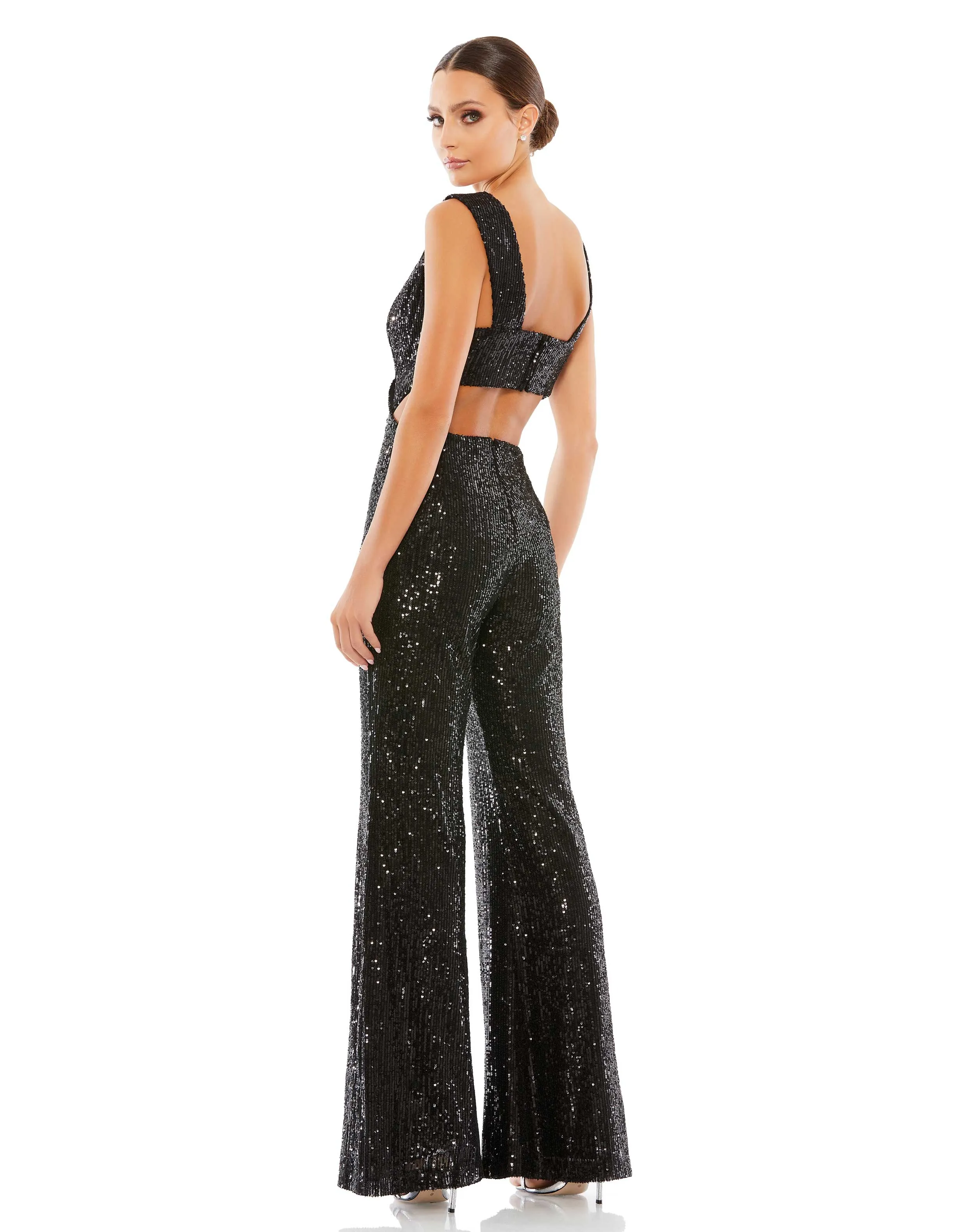Multi Color Sequined V-Neck Cut Out Jumpsuit sold by Mac Duggal product image thumbnail 3
