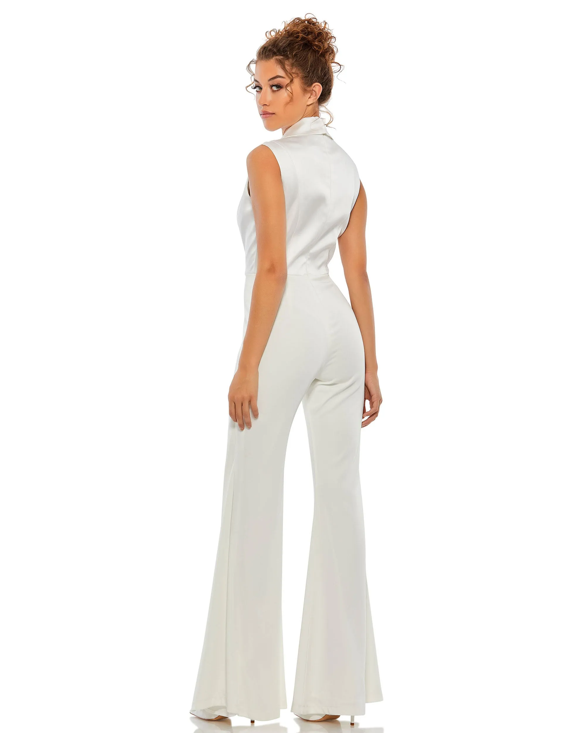 Asymmetrical Sleeveless Faux Tuxedo Jumpsuit sold by Mac Duggal product image thumbnail 4
