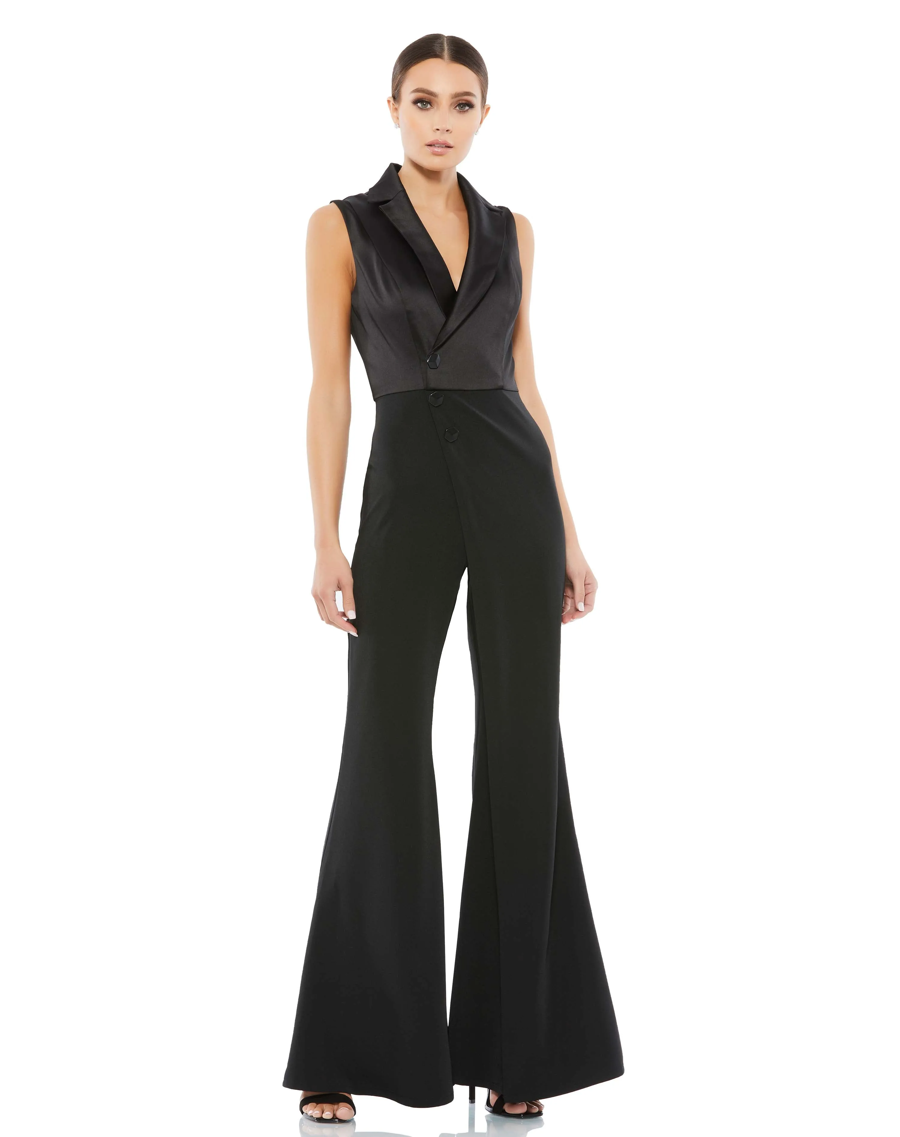 Asymmetrical Sleeveless Faux Tuxedo Jumpsuit sold by Mac Duggal product image thumbnail 5