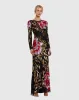Black Embellished Floral Long Sleeve Gown sold by Mac Duggal
