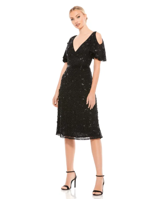 Pearl Embellished Drop Shoulder Dress sold by Mac Duggal