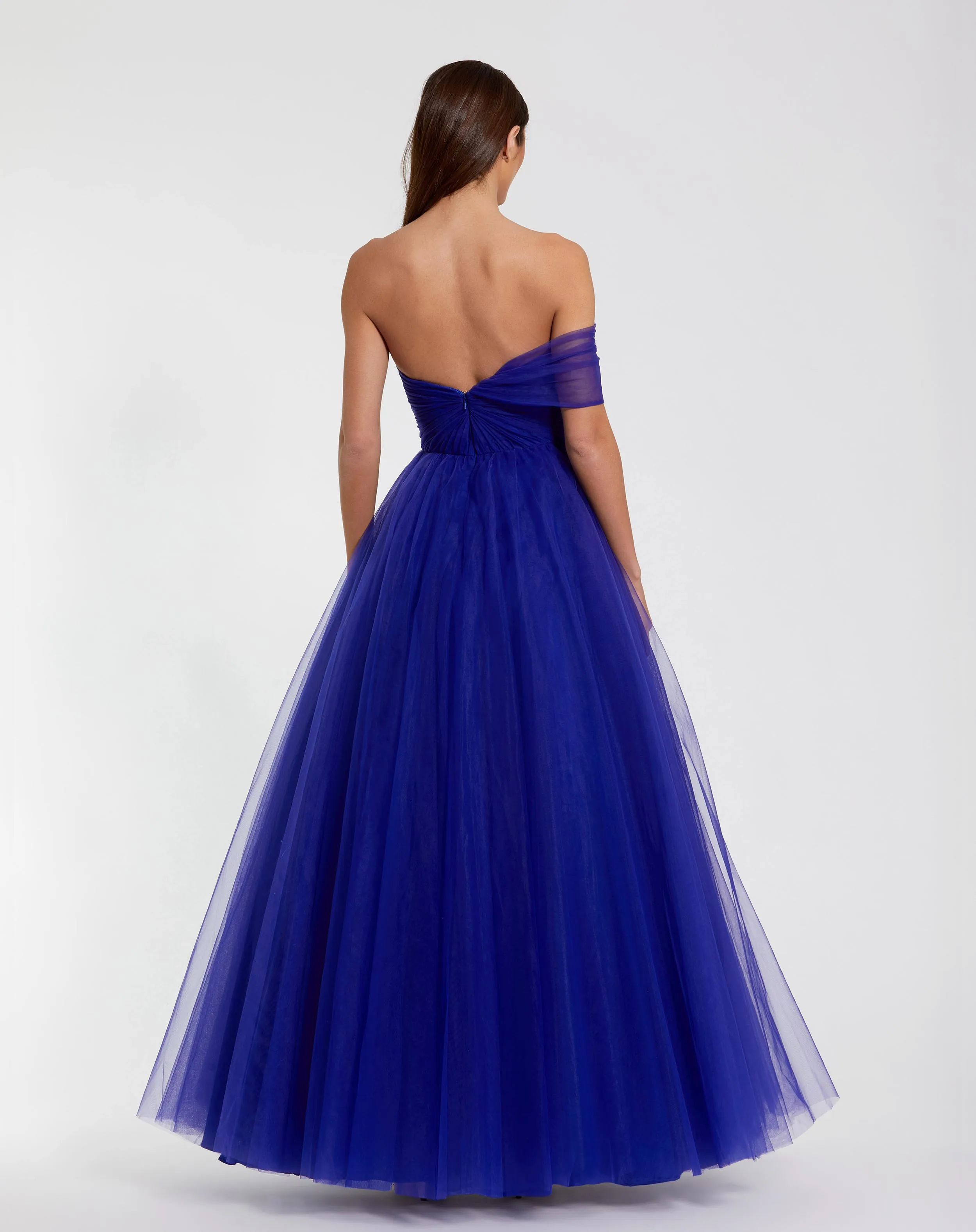 Blue One Side Off The Shoulder Bustier Ball Gown sold by Mac Duggal product image thumbnail 3