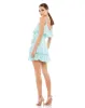 Blue Sequined Ruffle Tiered Faux Wrap Mini Dress - FINAL SALE sold by Mac Duggal
