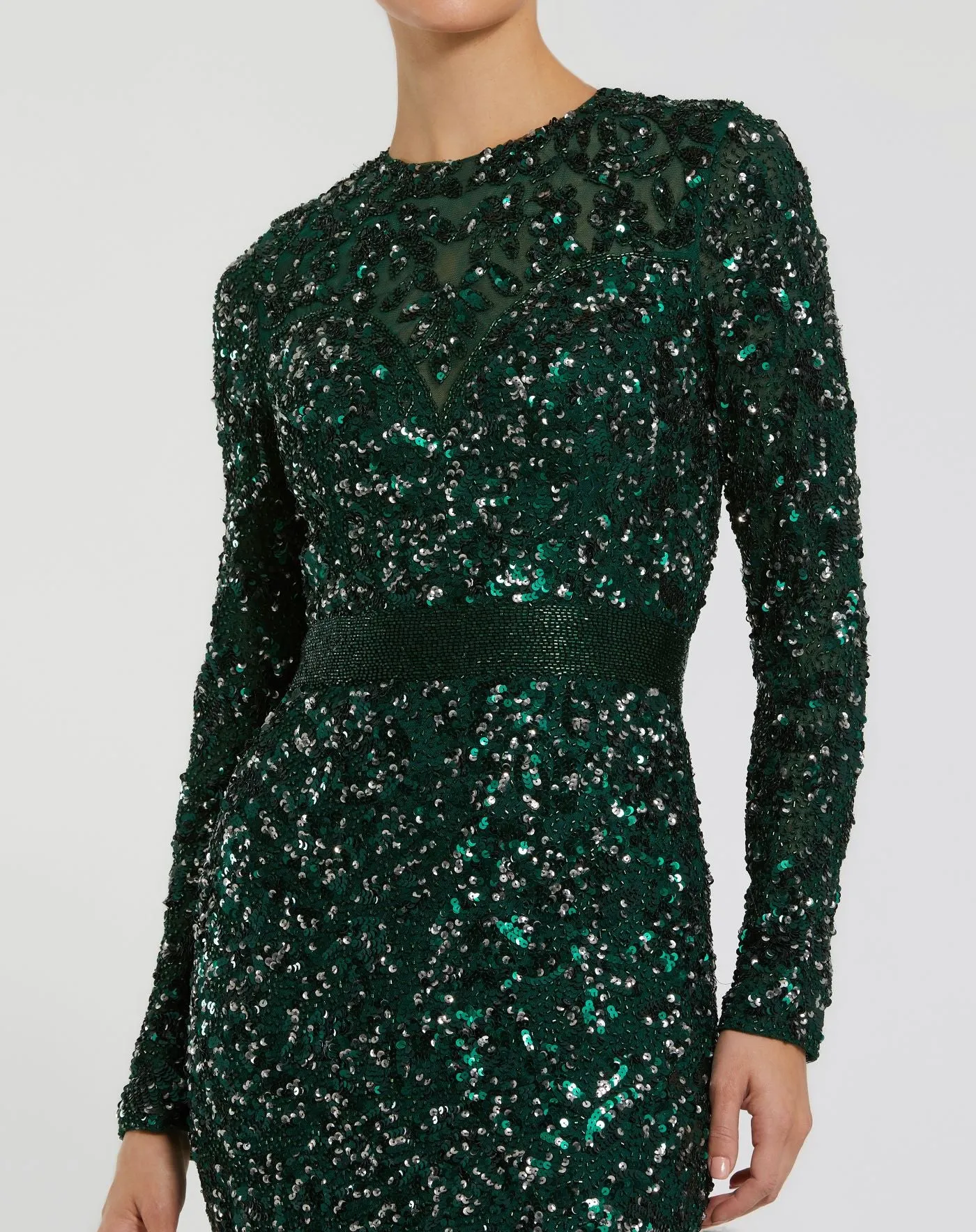 Green Hand Embellished Long Sleeve Gown sold by Mac Duggal product image thumbnail 2