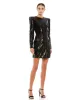 Black Sequined Structured Faux Blazer Mini Dress sold by Mac Duggal