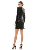 Black Sequined Structured Faux Blazer Mini Dress sold by Mac Duggal