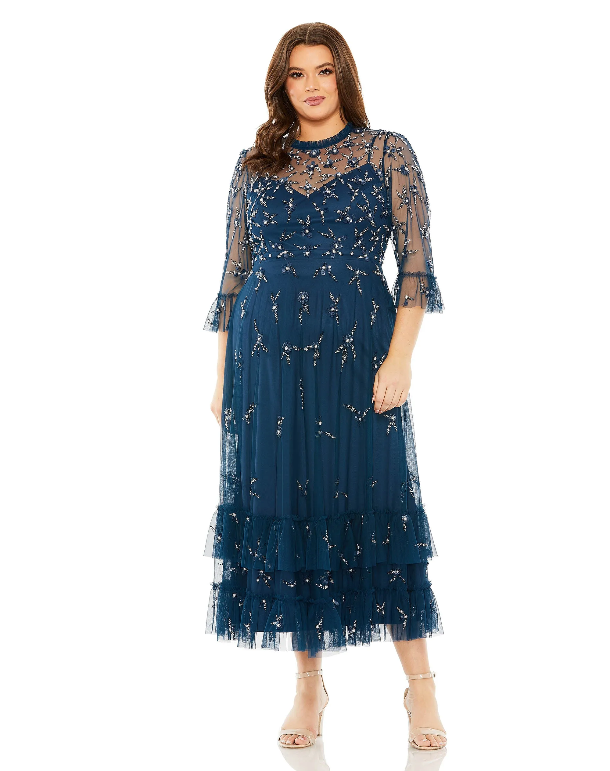 Embellished High Neck Sage Green Dress (Plus) sold by Mac Duggal product image thumbnail 3