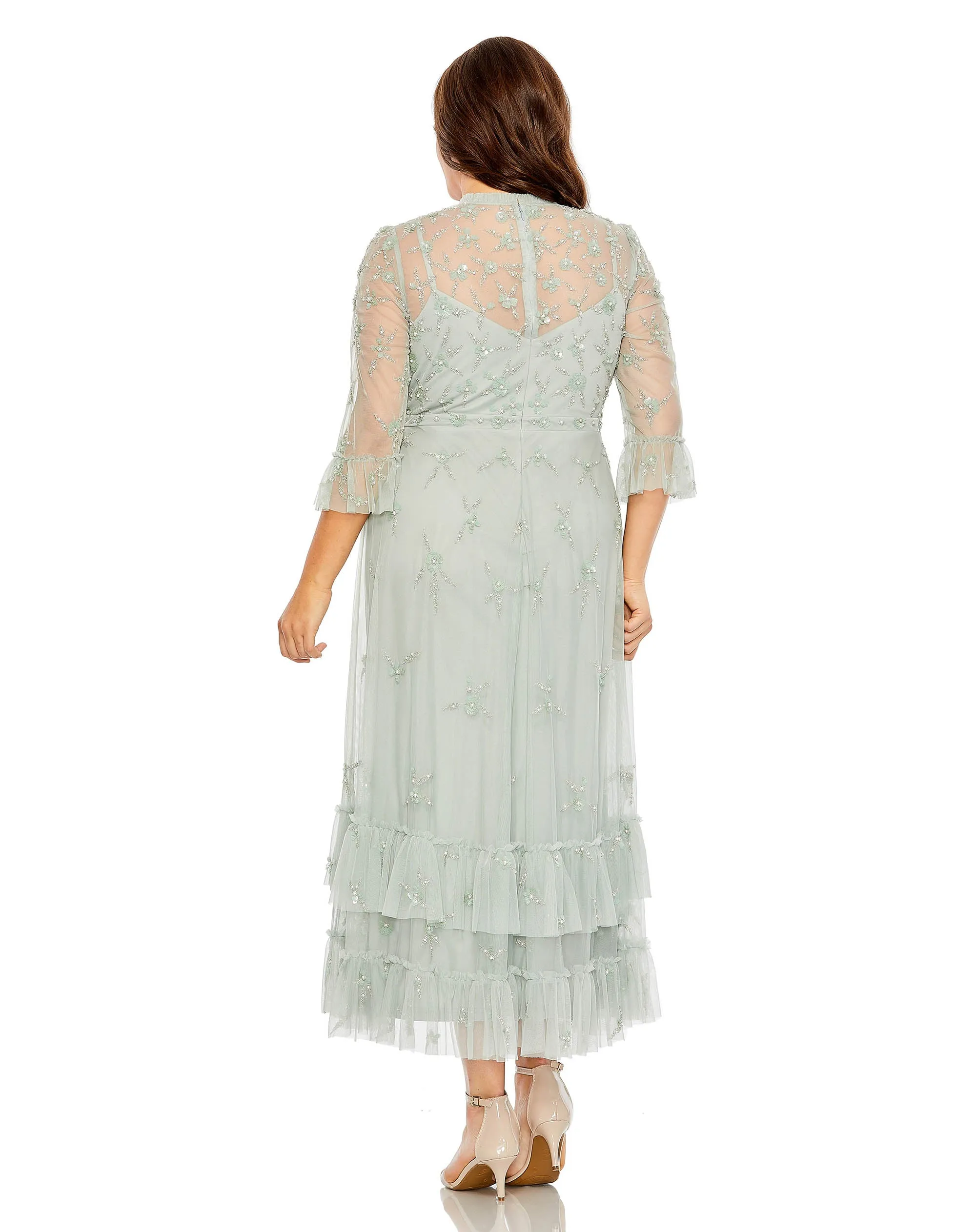 Embellished High Neck Sage Green Dress (Plus) sold by Mac Duggal product image thumbnail 2