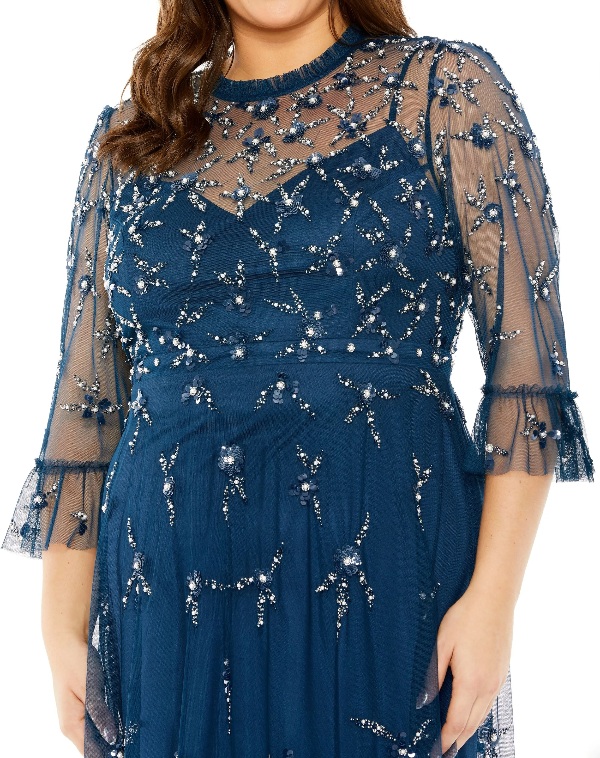 Embellished High Neck Sage Green Dress (Plus) sold by Mac Duggal product image thumbnail 4