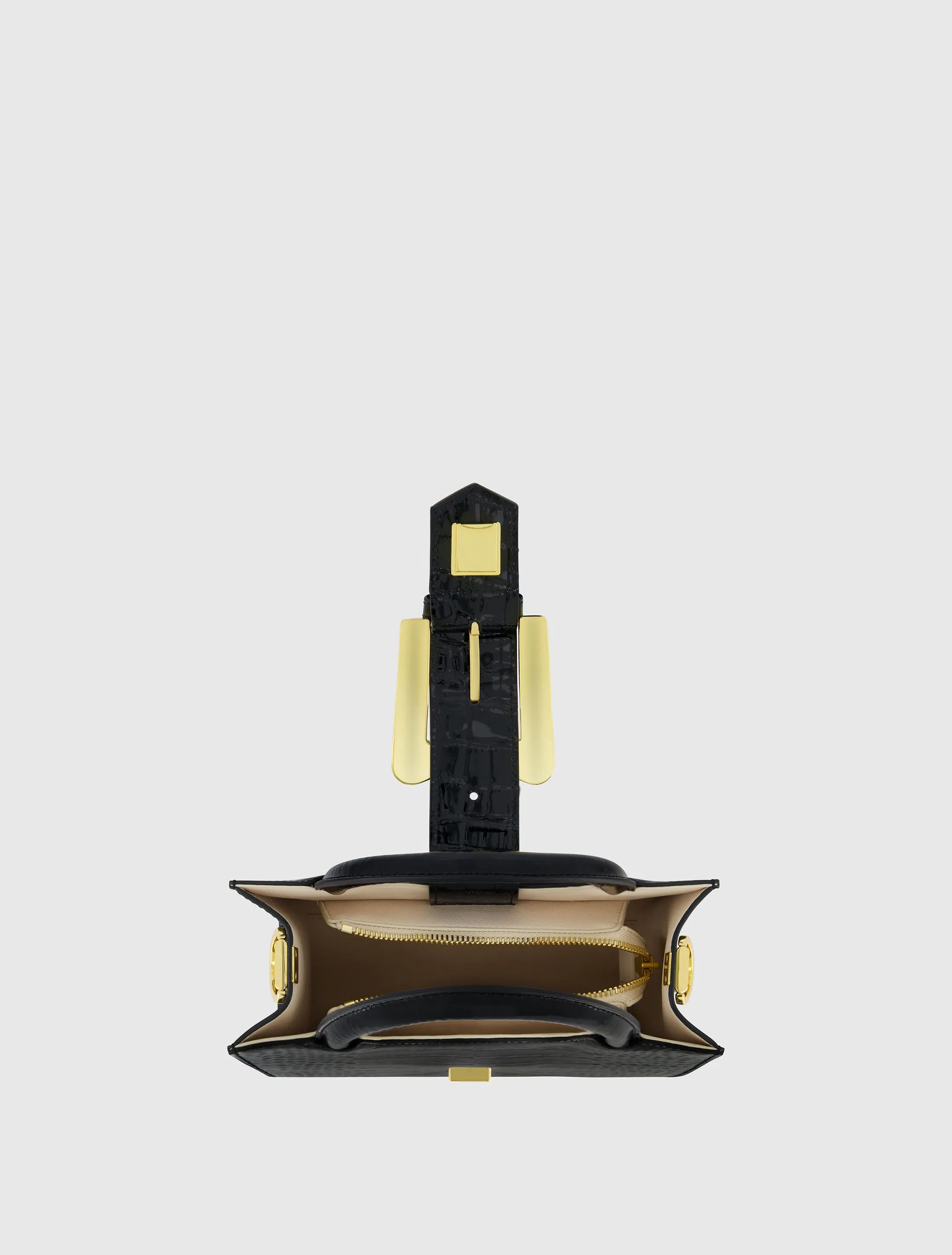 Black Crocodile Leather Tote Bag With Gold Buckle sold by Mac Duggal product image thumbnail 4