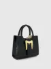 Black Crocodile Leather Tote Bag With Gold Buckle sold by Mac Duggal