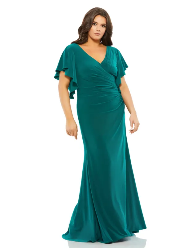 Faux Wrap Butterfly Sleeve Gown (Plus) sold by Mac Duggal