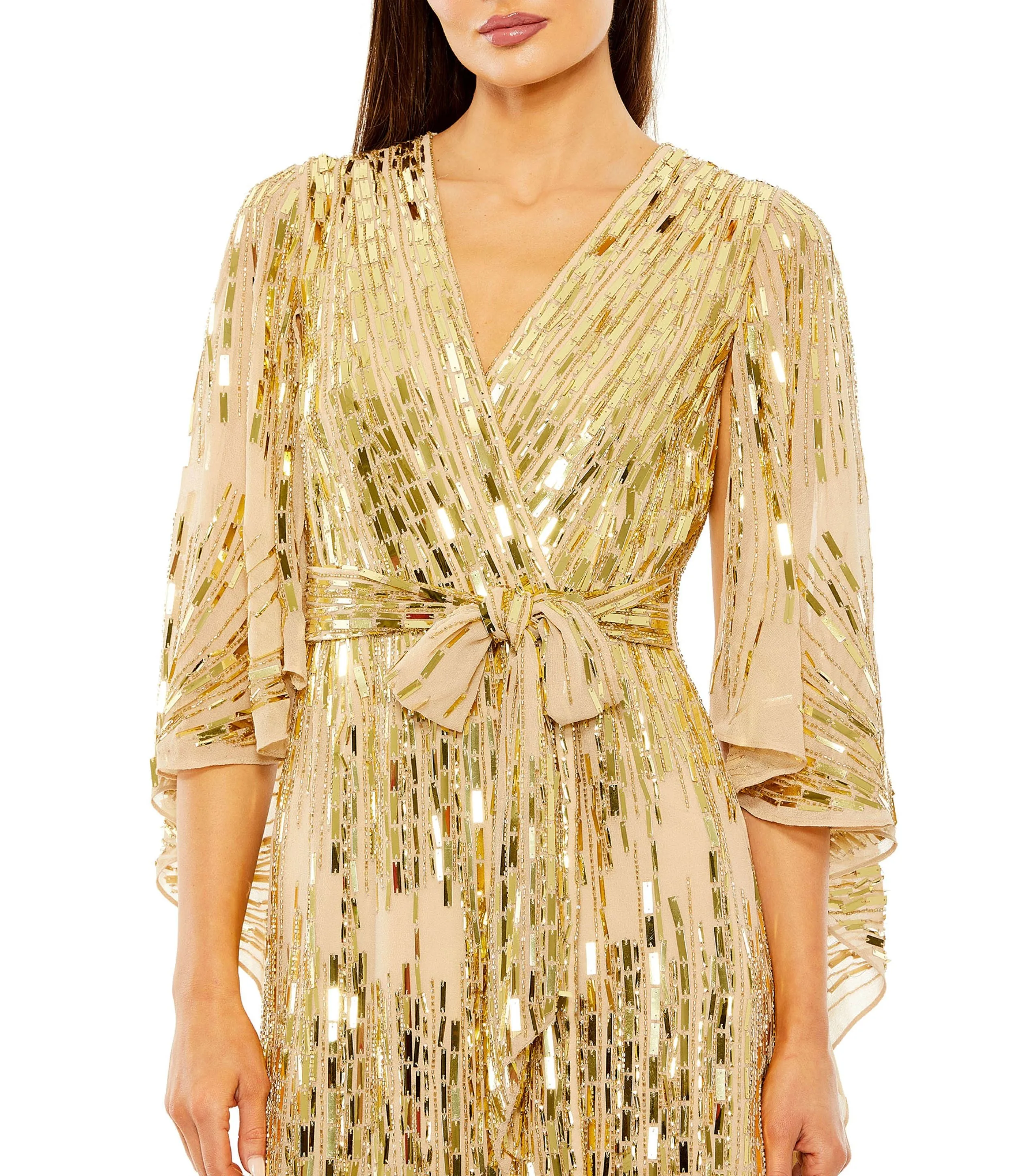 Gold Geometric Sequin Robe Dress sold by Mac Duggal product image thumbnail 2
