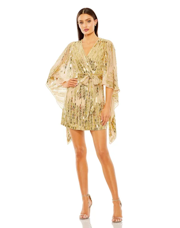 Gold Geometric Sequin Robe Dress sold by Mac Duggal
