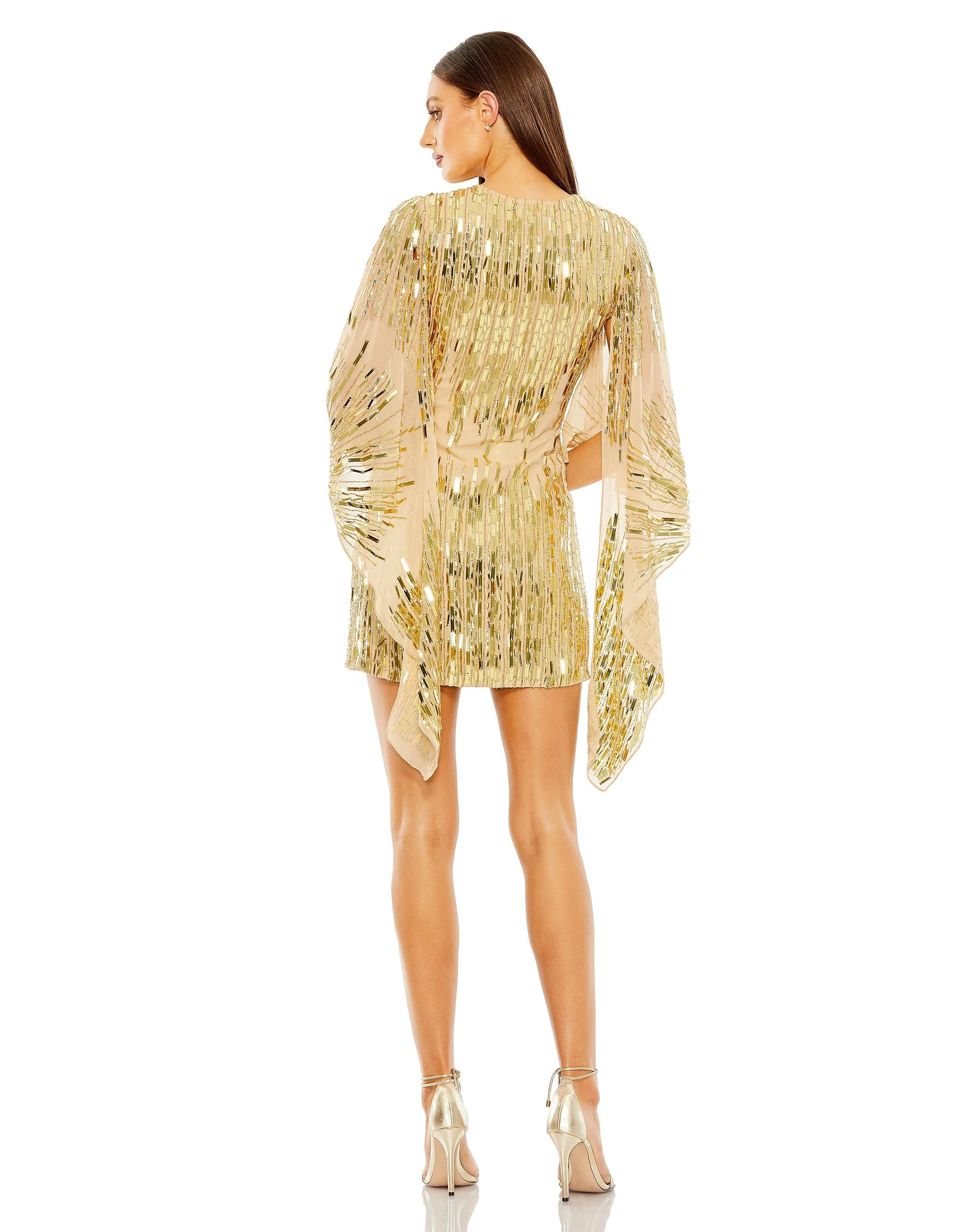 Gold Geometric Sequin Robe Dress sold by Mac Duggal product image thumbnail 3