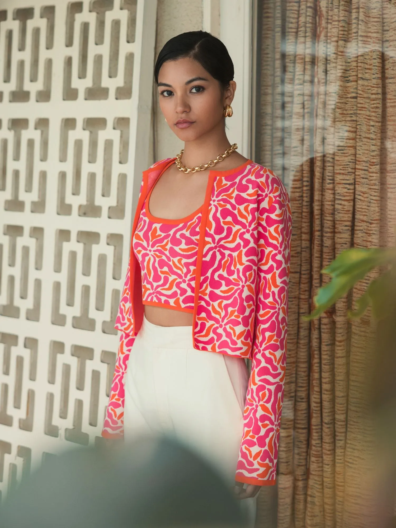 Multicolor Sleeveless Floral Knit Cropped Tank Top - FINAL SALE sold by Mac Duggal product image thumbnail 5