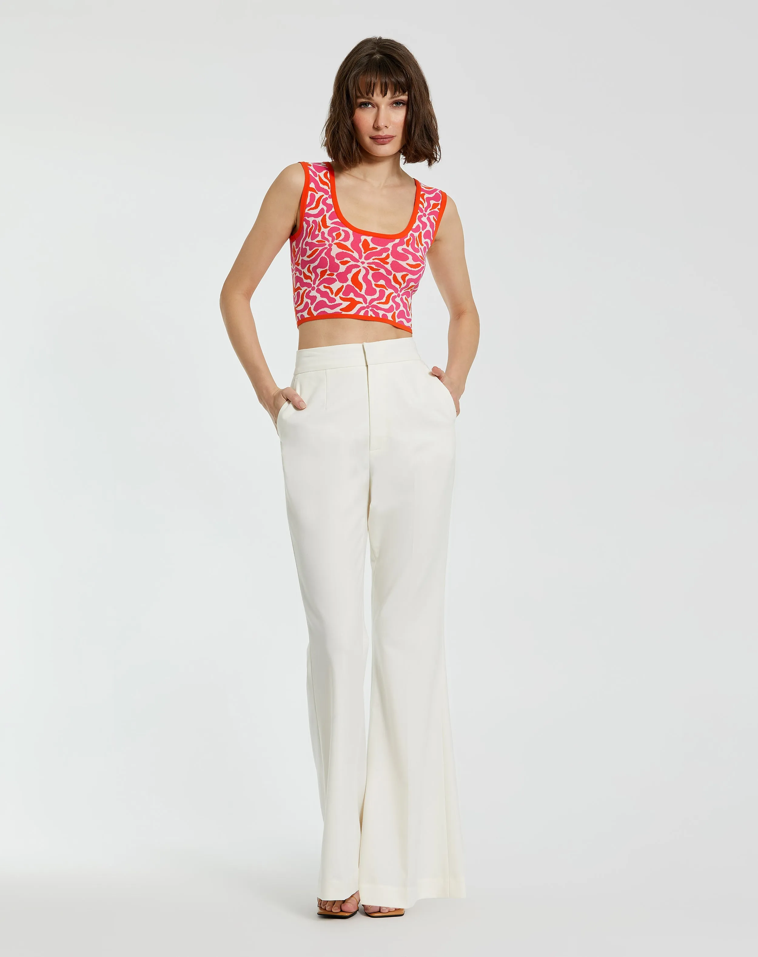 Multicolor Sleeveless Floral Knit Cropped Tank Top - FINAL SALE sold by Mac Duggal product image thumbnail 3