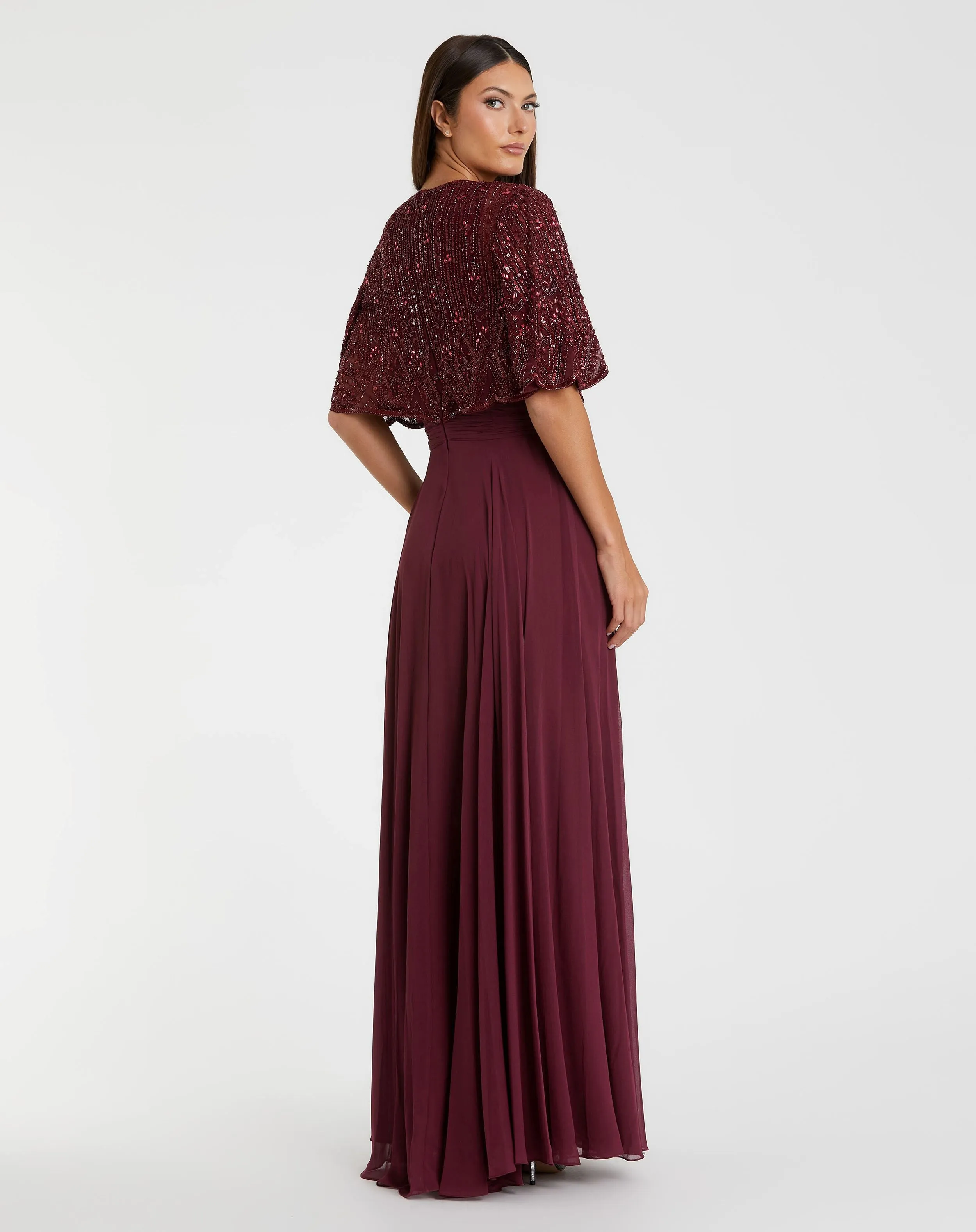 Red Beaded Overlay A-Line Gown sold by Mac Duggal product image thumbnail 3