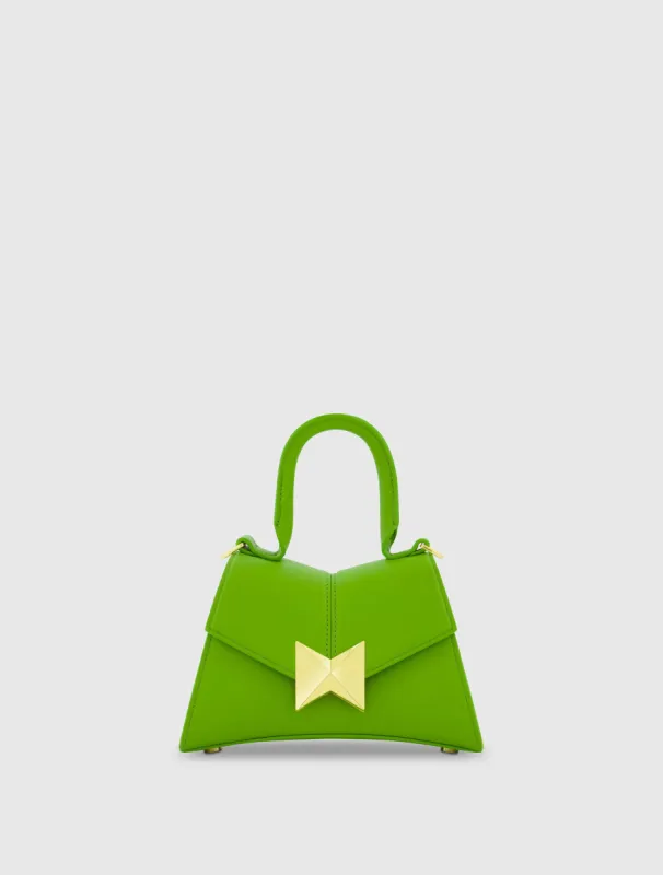 Green Angular Mini Leather Handbag With Gold Hardware sold by Mac Duggal