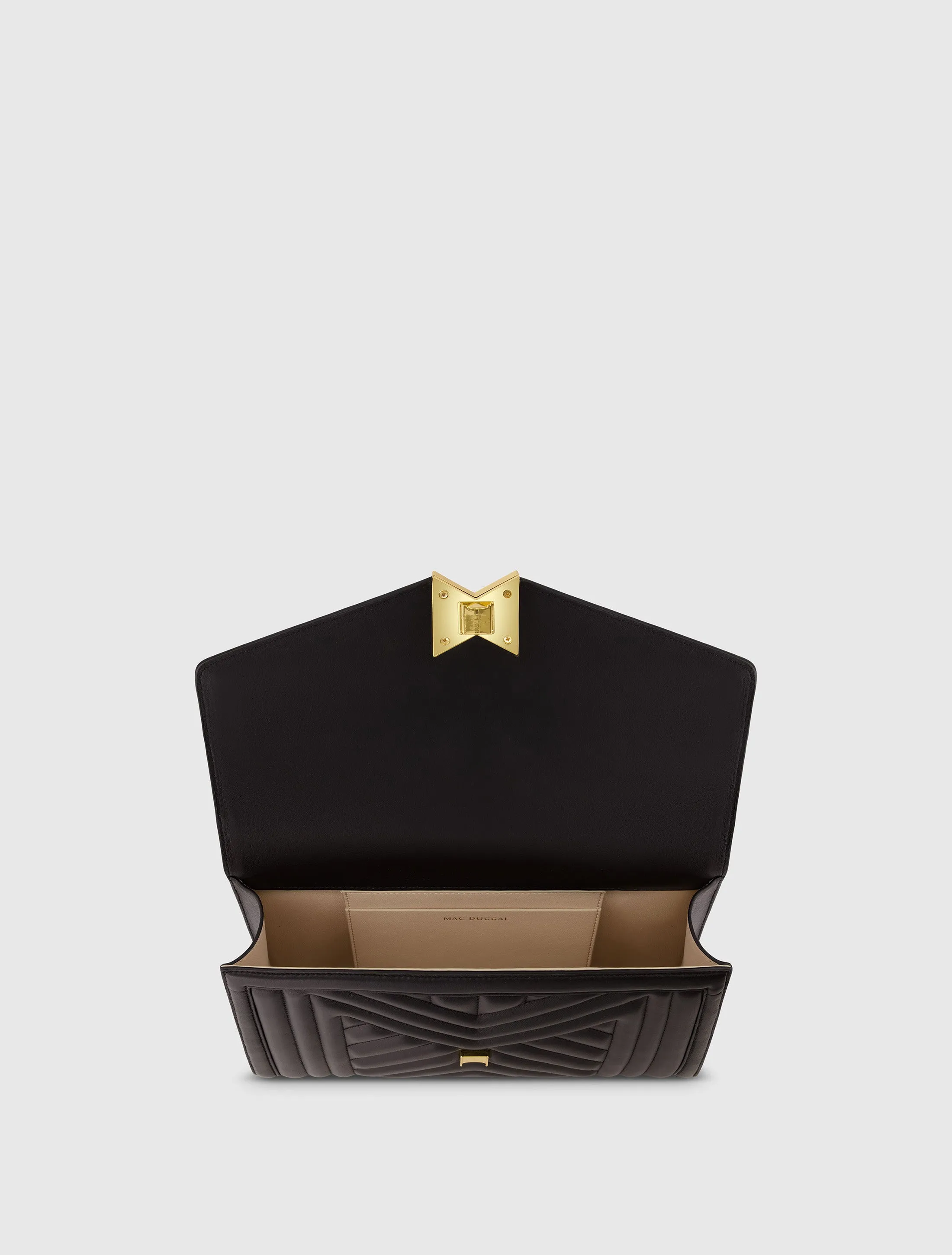 Black Quilted Napa Leather Handbag With Gold Chain sold by Mac Duggal product image thumbnail 4