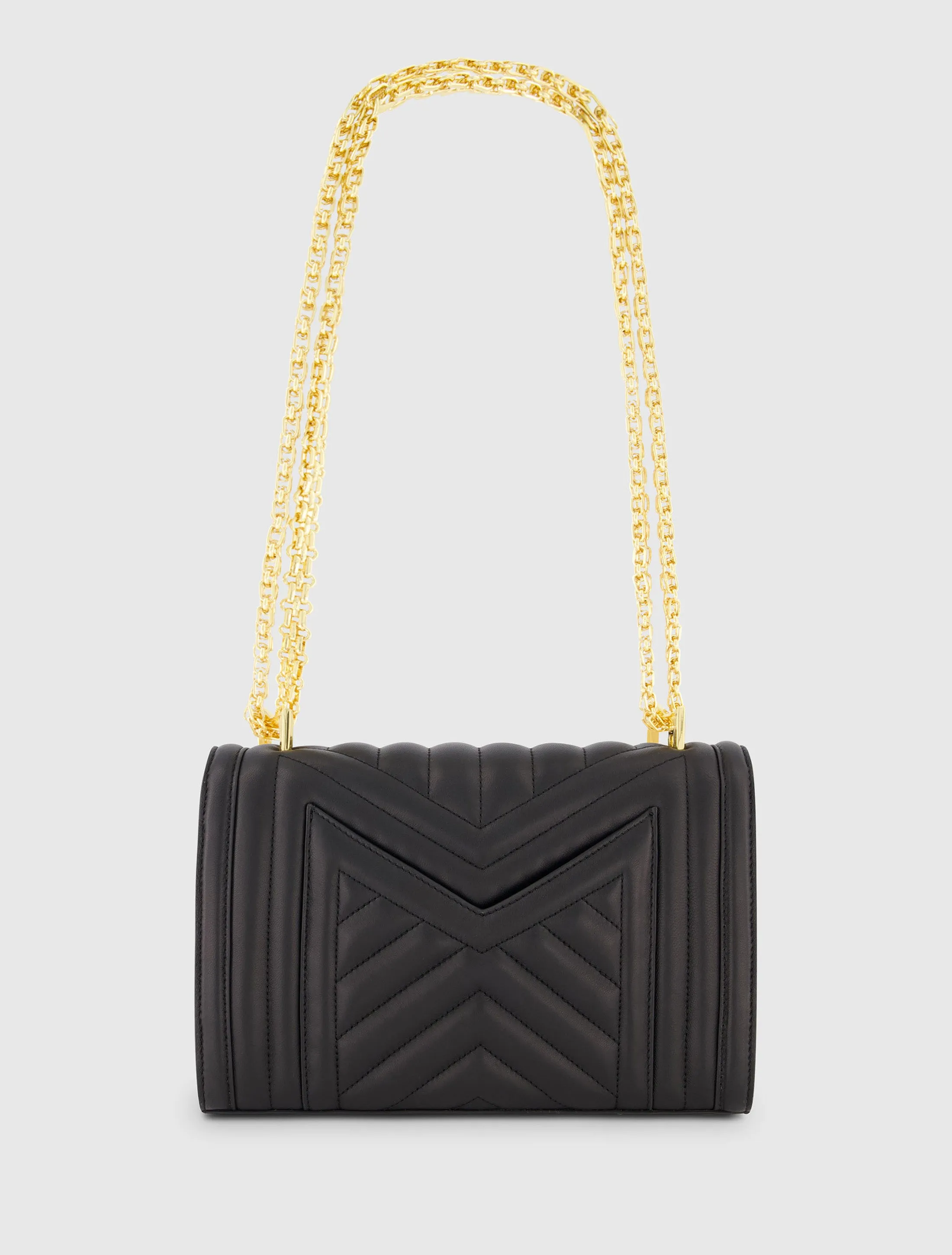 Black Quilted Napa Leather Handbag With Gold Chain sold by Mac Duggal product image thumbnail 3