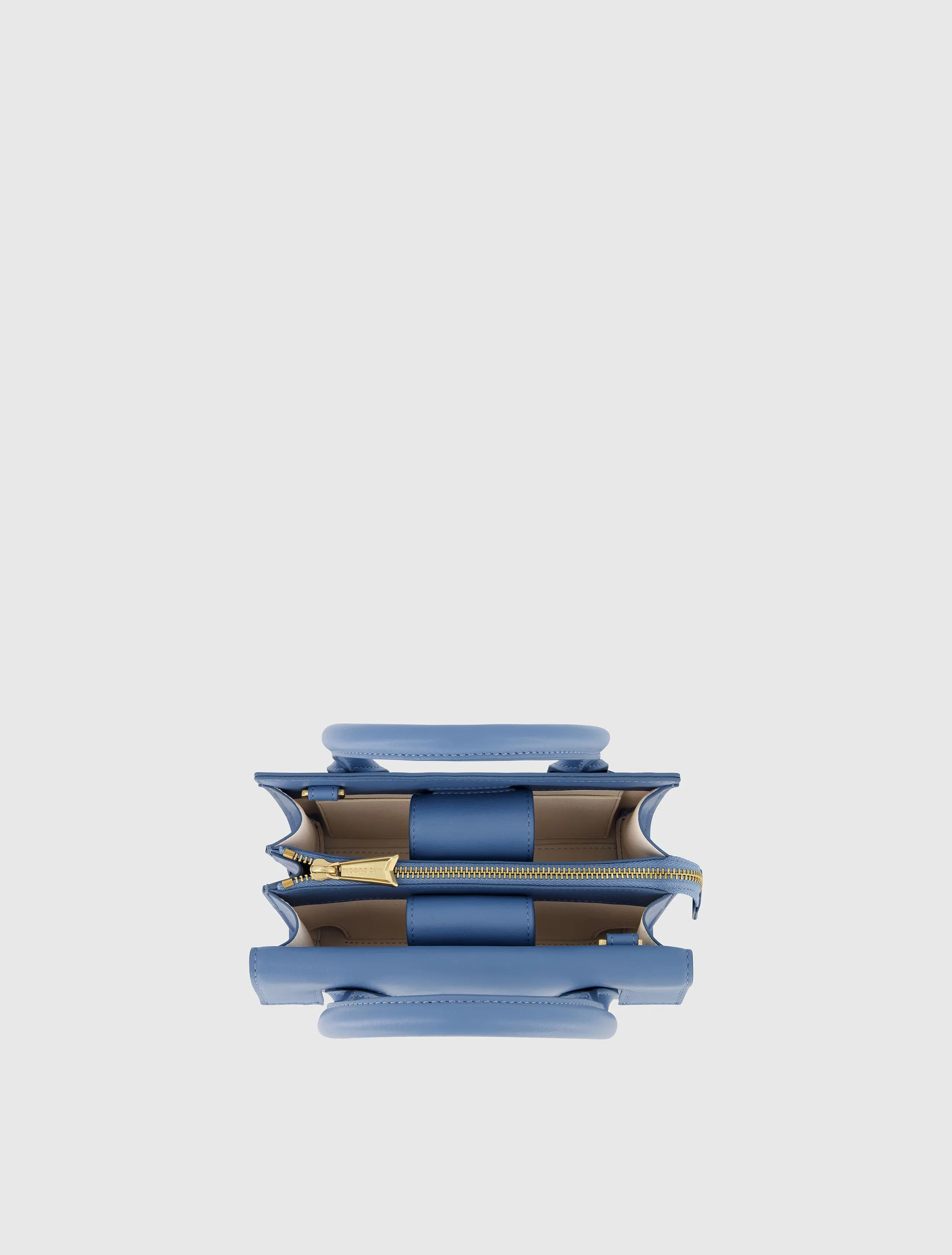 Blue Small Leather Tote Bag With Gold Hardware - FINAL SALE sold by Mac Duggal product image thumbnail 4