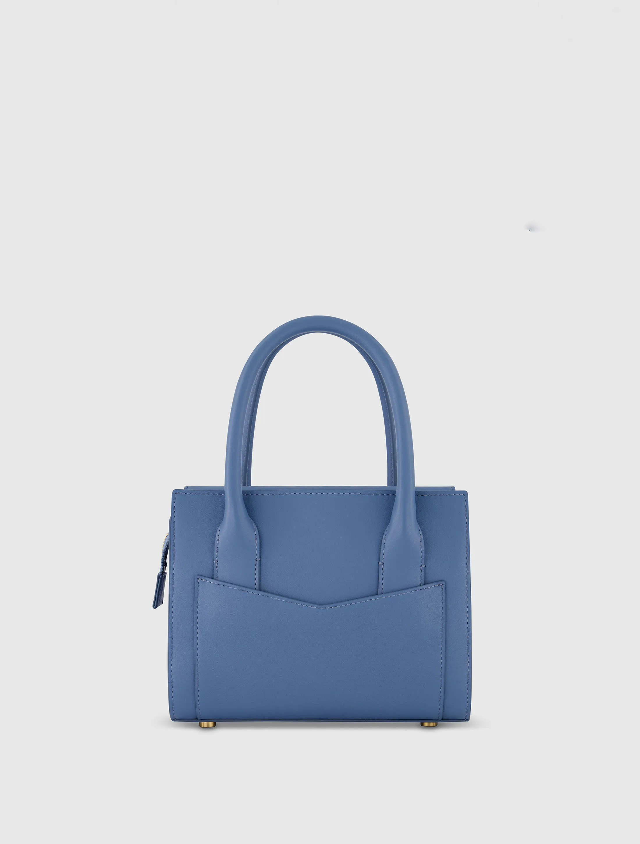 Blue Small Leather Tote Bag With Gold Hardware - FINAL SALE sold by Mac Duggal product image thumbnail 3